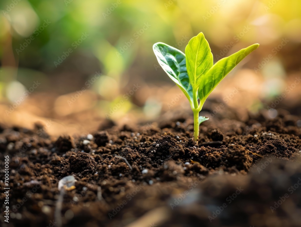 Green seedling illustrating concept of new life and investment in early spring Generative AI Green seedling illustrating concept of new life and investment in early spring Generative AI