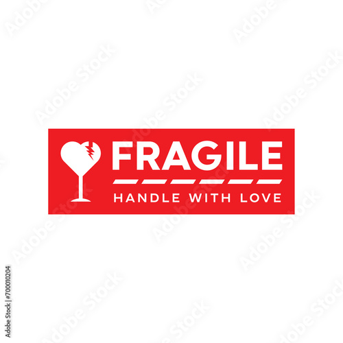 fragile logo icon with a unique heart design concept