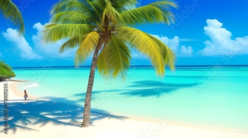beach with coconut trees © Galih