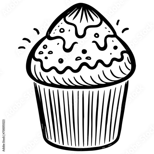 Muffins ,Food Doodles line , Line art , hand-drawn in the style of doodles line SVG File.