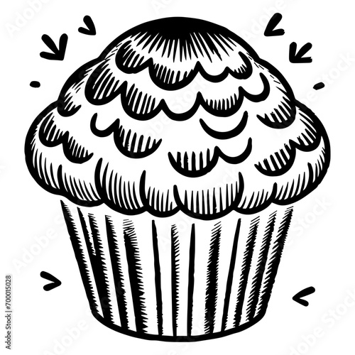 Muffins ,Food Doodles line , Line art , hand-drawn in the style of doodles line SVG File.