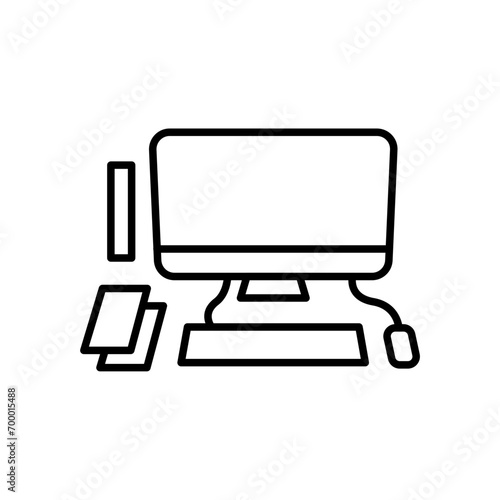 Desktop outline icons, minimalist vector illustration ,simple transparent graphic element .Isolated on white background