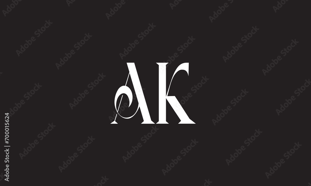 AK, KA , A , K , Abstract Letters Logo Monogram	 - obrazy, fototapety, plakaty 