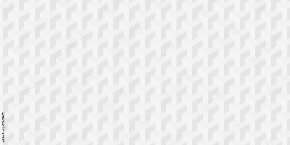 Fototapeta premium Background of cube geometric pattern grid backdrop triangle. Abstract cubes geometric tile and mosaic wall or grid backdrop hexagon technology. white and gray geometric block cube structure.