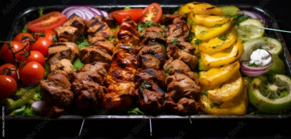shish kebab on skewers  generated by AI