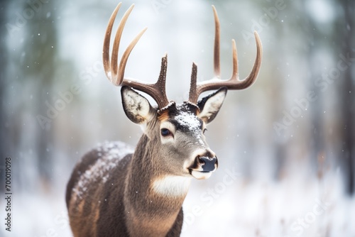 deer with snowy muzzle after digging for food © Natalia