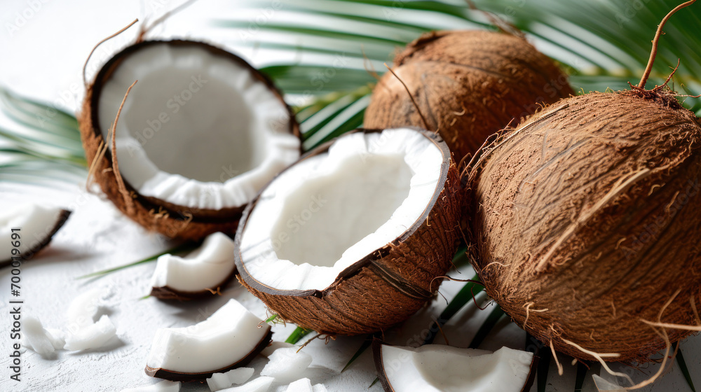 coconut on a wooden table