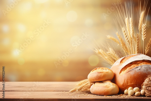 Food concept. Various bread bakery assorted background with copy space