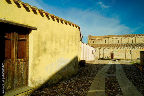 L'antico borgo di Tratalias con la bella Basilica di Santa Maria di Monserrato edificata in stile romanico pisano.Sulcis Iglesiense Sardegna Italy