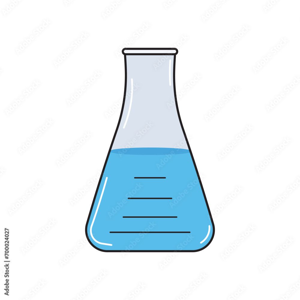 Kids drawing cartoon Vector illustration erlenmeyer flask icon Isolated on White Kids drawing cartoon Vector illustration erlenmeyer flask icon Isolated on White