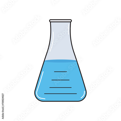 Kids drawing cartoon Vector illustration erlenmeyer flask icon Isolated on White