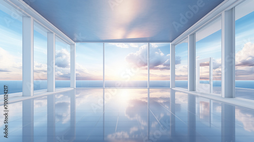 windows and sky landscape scene background, 3d background, abstract background, 3d render, generate ai