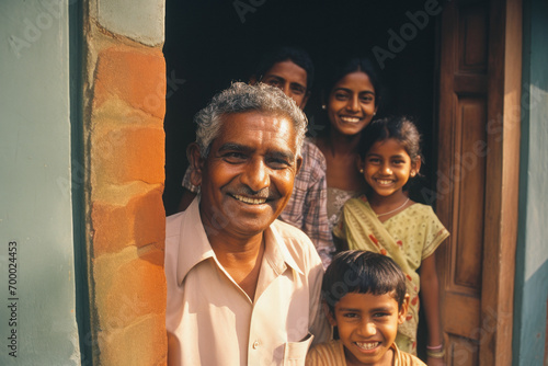 a family from India on the threshold of their own home