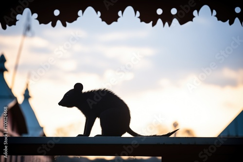 opossum silhouette on a rooftop photo
