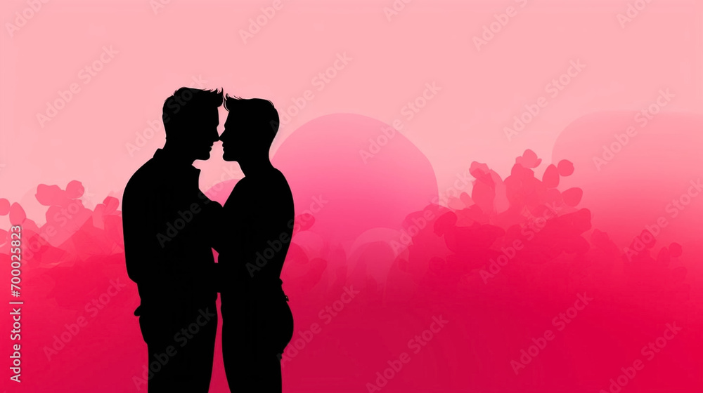 copy space, simple vector illustration, silhouette of a gay male couple hugging, valentine's poster, red and pink tones. Beautiful background or for valentine’s day. Beautiful background. Valentine’s copy space, simple vector illustration, silhouette of a gay male couple hugging, valentine's poster, red and pink tones. Beautiful background or for valentine’s day. Beautiful background. Valentine’s
