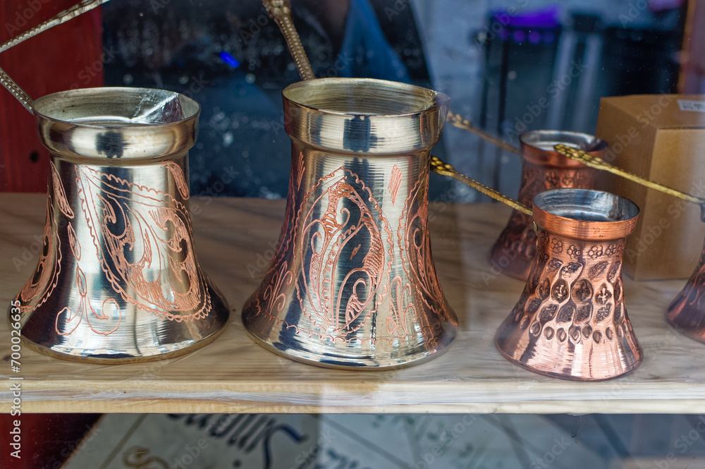 Handmade products exposed for sale at old part of Sarajevo, Bascarsija.