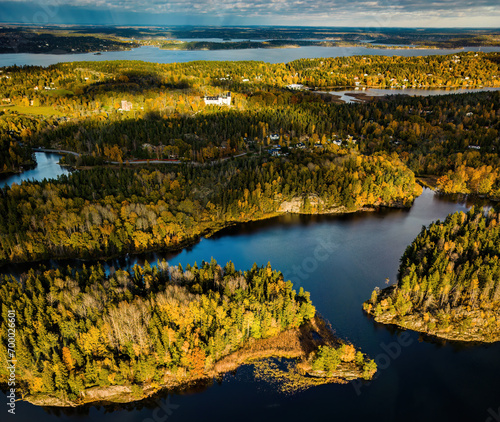 Areal view in Tyreso region in Stockholm in Sweden