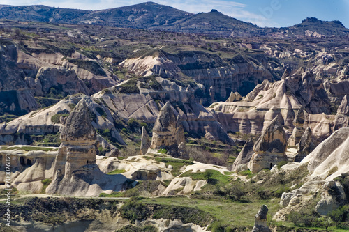 Obraz na płótnie Aerial view over natural landscape in Cappadocia, Turkey. w salonie