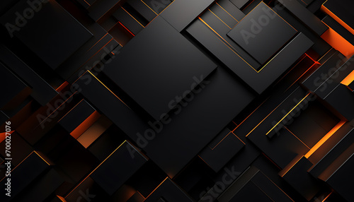 geometric  black orange 3D wallpaper