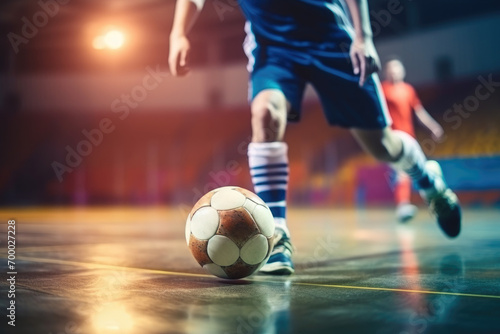 Football futsal player, background for sport activities photo