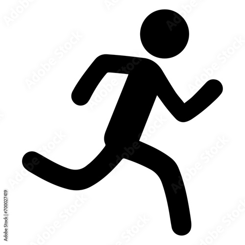 minimal Stick Figure character Run vector silhouette, black color