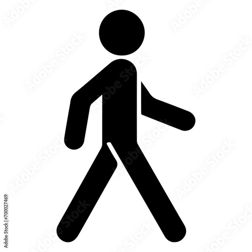 minimal Stick Figure character walking vector silhouette, black color silhouette