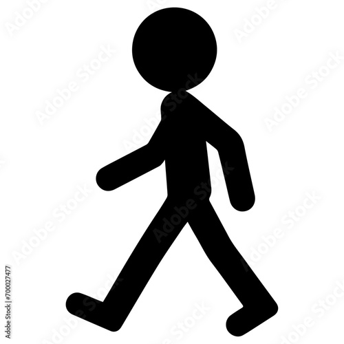 minimal Stick Figure character walking vector silhouette, black color silhouette