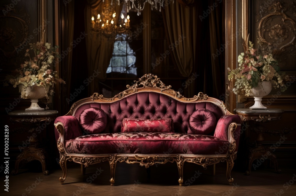 Fototapeta premium Lavish Luxury room antique. Royal home. Generate Ai