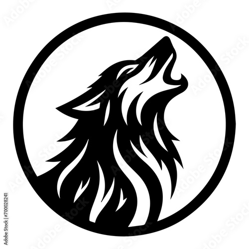 Wolf Howling Emblem Logo Vector silhouette, black color silhouette