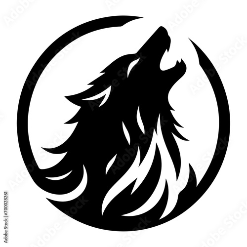 Wolf Howling Emblem Logo Vector silhouette, black color silhouette