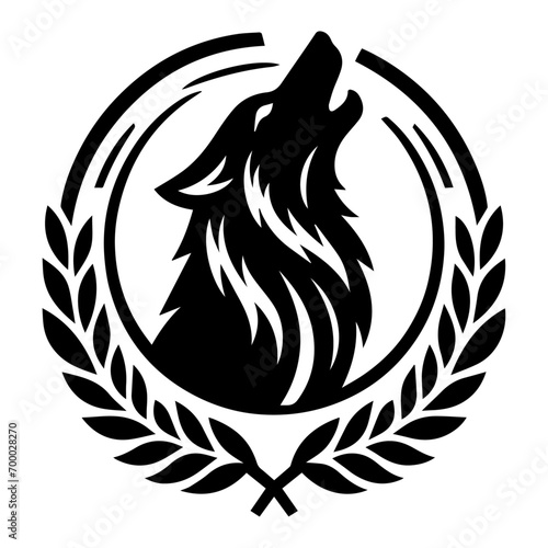Wolf Howling Emblem Logo Vector silhouette, black color silhouette
