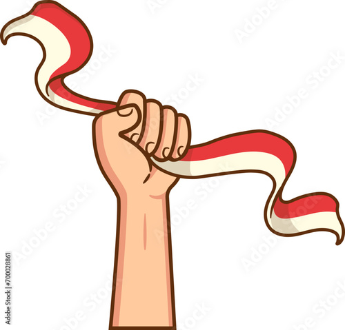 Tangan Merdeka Memegang Bendera Merah Putih Hut RI Republik Indonesia