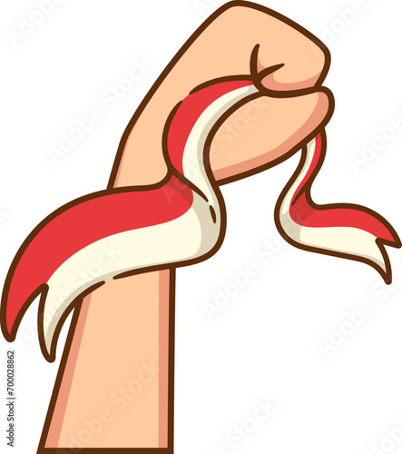 Tangan Mengepal Membawa Bendera Indonesia Merah Putih