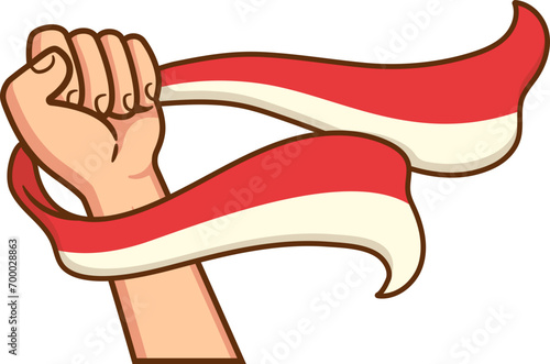 Tangan Membawa Bendera Kemerdekaan, Indonesian Independence Day photo