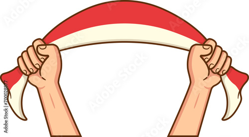 Tangan Mengepal Membawa Bendera Indonesia Merah Putih