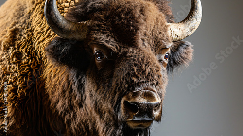 Close up view of a taxidermy European bison