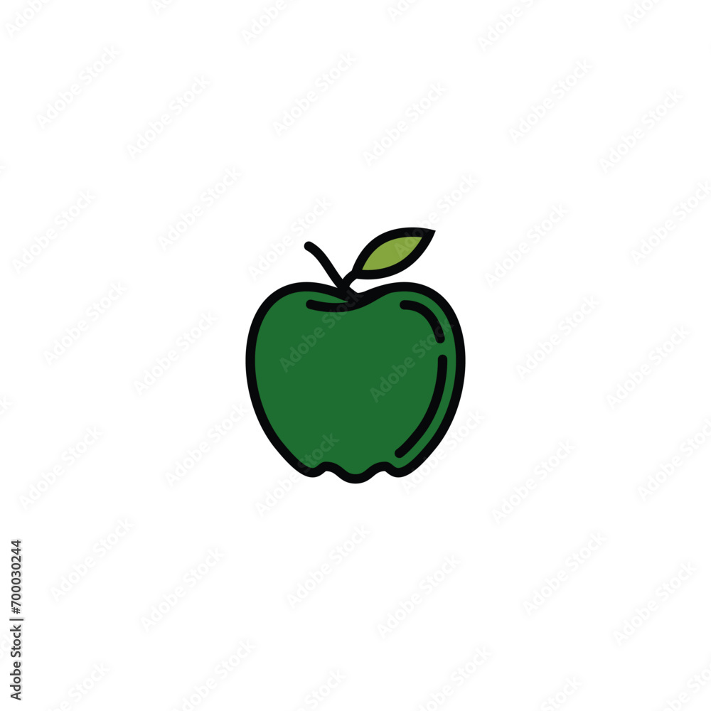 Original vector illustration. Contour icon of a ripe green apple. Original vector illustration. Contour icon of a ripe green apple.