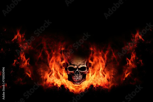 concept gothic fantasy halloween hell demons satan background fire inferno border flame space copy flame devil background horror photo