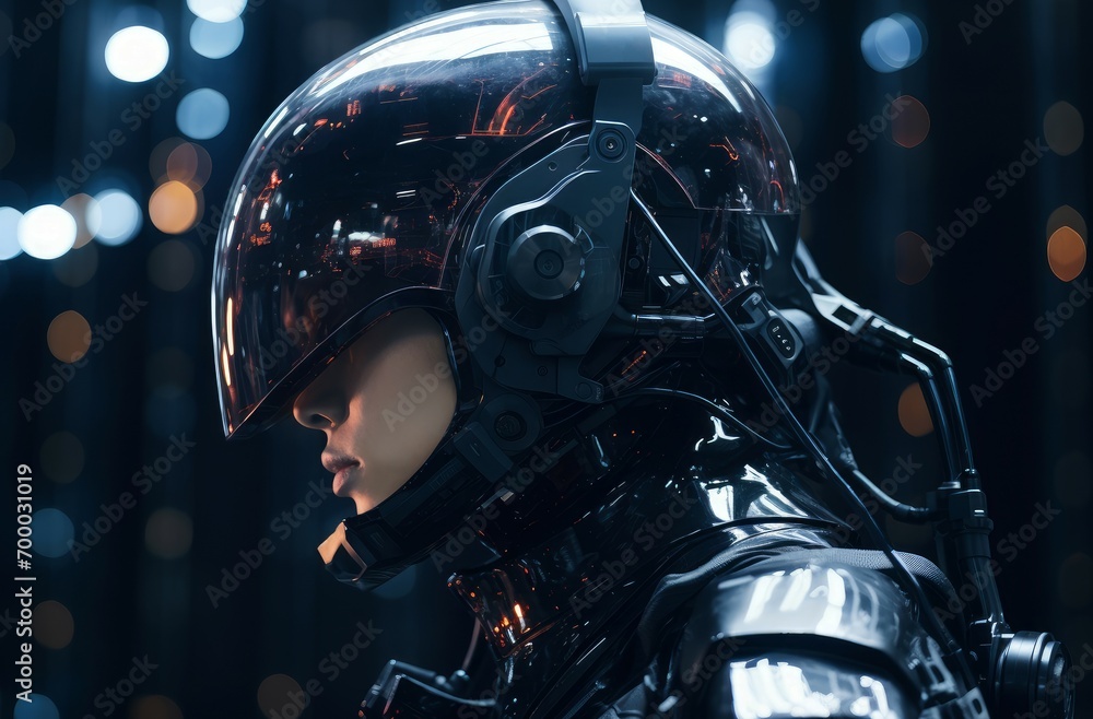 Durable Man cyber helmet. Play neon game. Generate Ai Durable Man cyber helmet. Play neon game. Generate Ai