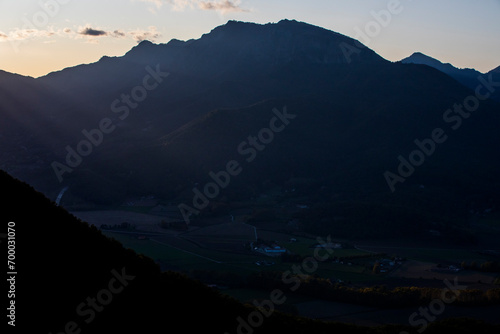 Autumn sunset in La Vall D En Bas, La Garrotxa, Spain