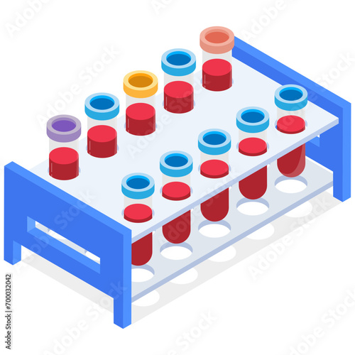A test tube rack holding rows of blood samples