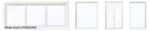 Set of different windows is cut out on a transparent background. Windows is suitable for to be inserted into a design or project.