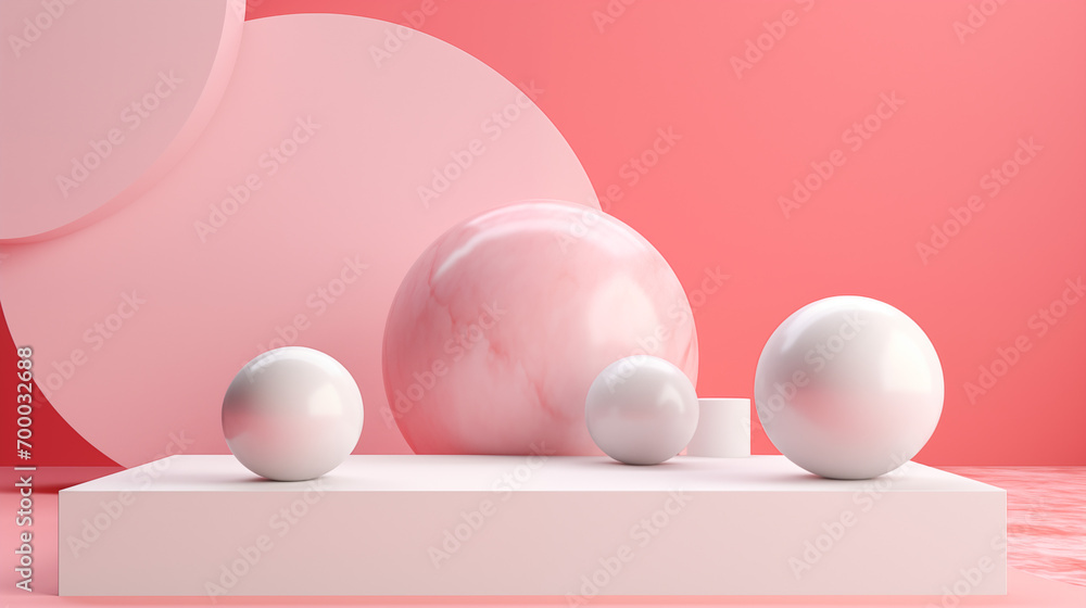 Fototapeta premium white podium with pink background, 3d background, abstract background, 3d render, generate ai