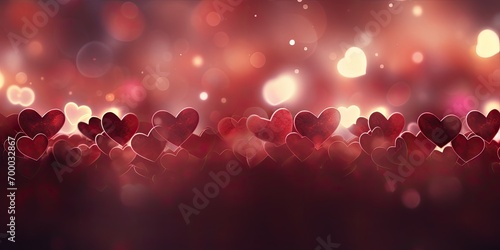 Some hearts are randomly overlapping on a red background, in the style of bokeh panorama, tonalist, romantic scenes, blurry details photo