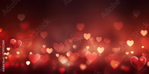 Some hearts are randomly overlapping on a red background, in the style of bokeh panorama, tonalist, romantic scenes, blurry details