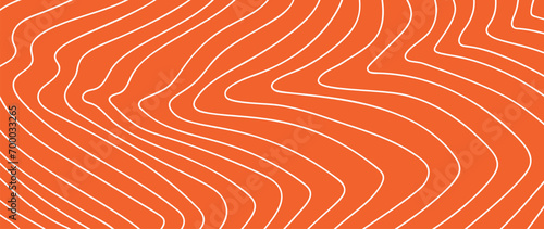 Salmon fillet pattern texture background vector. Abstract salmon meat on orange background with stripes salmon line art. Design illustration for Japanese Restaurant, website, banner, packaging.