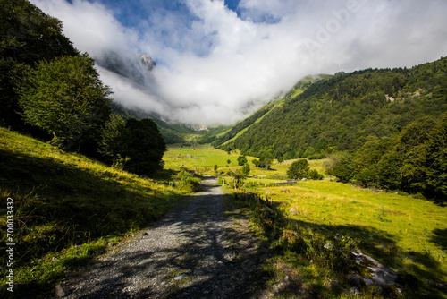 Summer in Uelhs Deth Joeu waterfall, Val D Aran, Spain photo