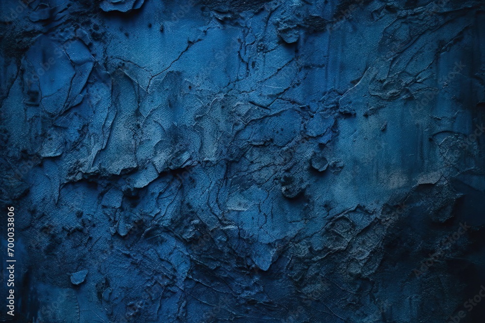 destruction collapsed crushed broken stressed close cracks wall building old painted surface concrete rough toned design background texture blue navy dark black
