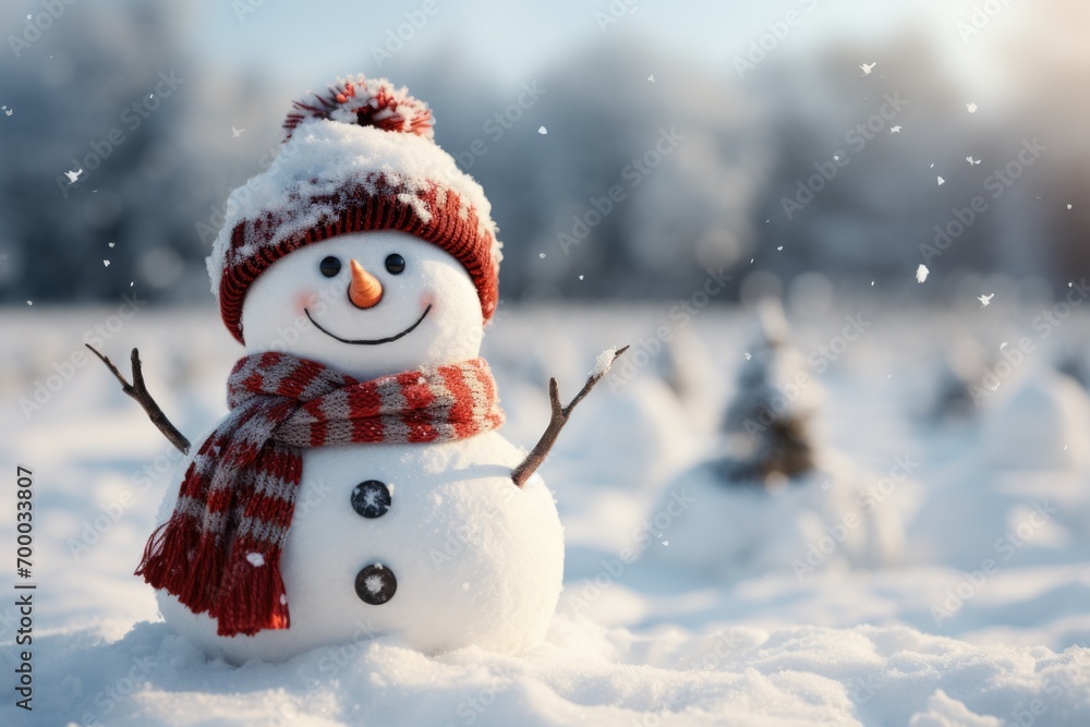 Snow man space of winter with mountain, Generate with Ai Snow man space of winter with mountain, Generate with Ai