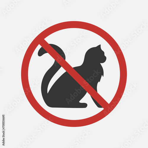 No cat sign. Stop pet, animal. No allergy. Vector